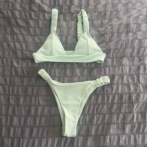 Teal bikini scrunch bungee straps